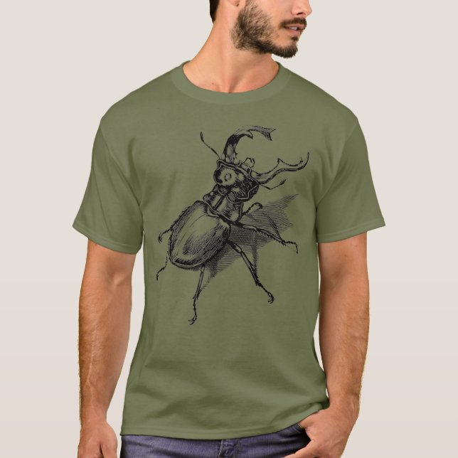 Vintagens retrostag beetle vetenskaplig entomologi t shirt (Framsida)