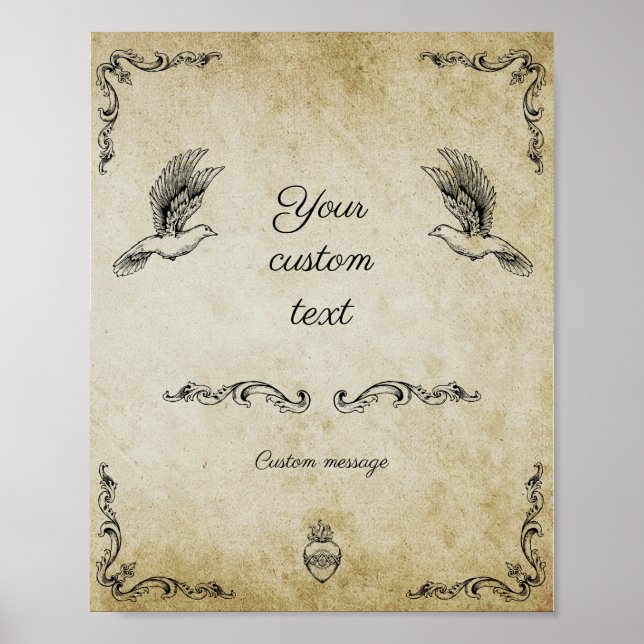 Vintagens romantiska bröllop-tecken poster (Framsidan)