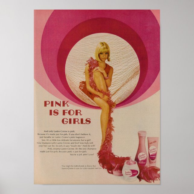 Vintagens Rosa är för Girls Ad Poster (Framsidan)