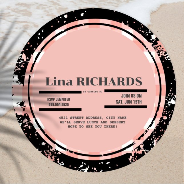 vintagens rosa födelsemeddelandeinbjudan spara datumet (Skapare uppladdad)