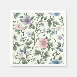 Vintagens Rosa och blå botaniska design Pappersservett