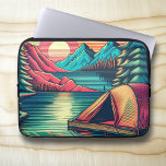 Vintagens Rosa och målning Laptop Fodral<br><div class="desc">Camping themed Tablet fodral. Bilderna är av en campingplats för rosa och vintage med tält,  solnedgång,  sjö och gräs träd.</div>