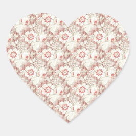 Vintagens Rosa och vitblomman Mönster Hjärtformat Klistermärke