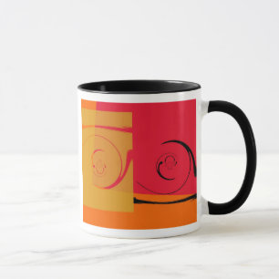Vintagens Rosa, orange, gult, svart reflexdeka Mugg
