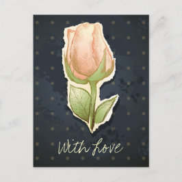 Vintagens rosenknopp i svartvitt, vykort