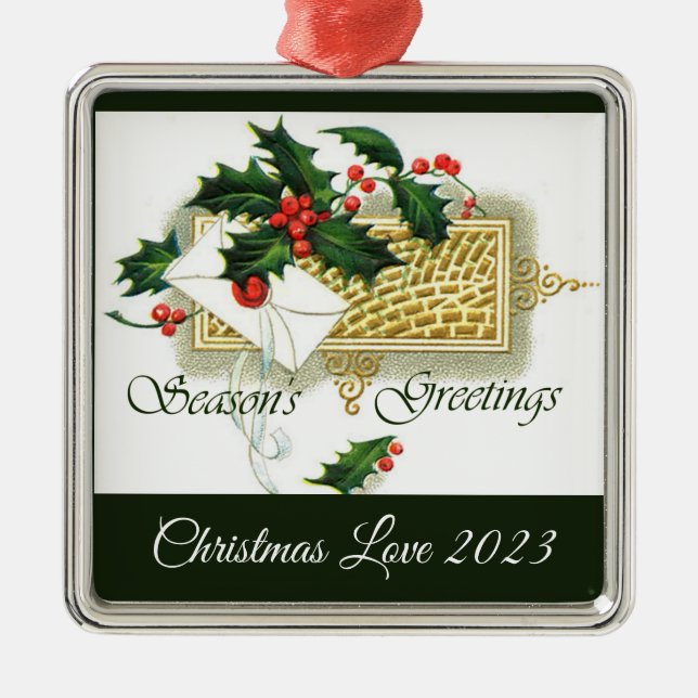 Vintagens Säsonhälsningar jul Julgransprydnad Metall (Framsidan)