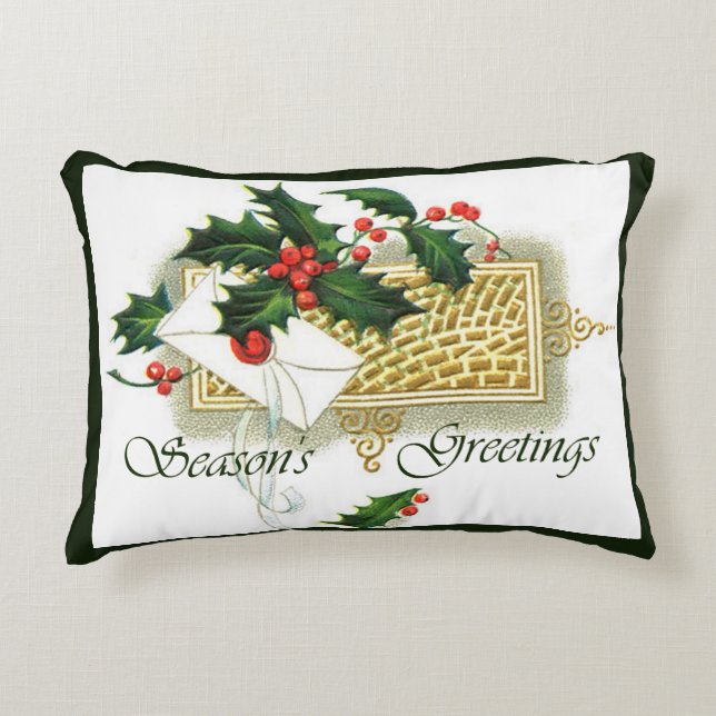 Vintagens Säsonhälsningar - julklapp Prydnadskudde (Framsidan)