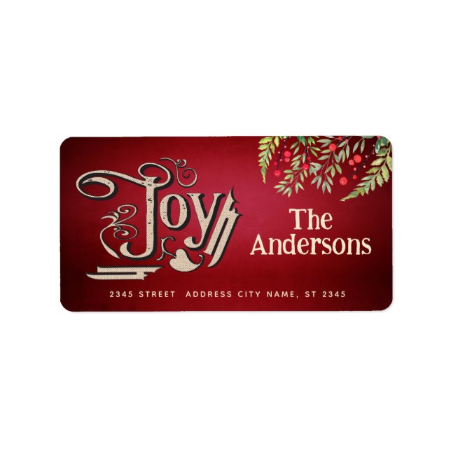 Vintagens segrare, botanisk holly adressetikett (Framsidan)