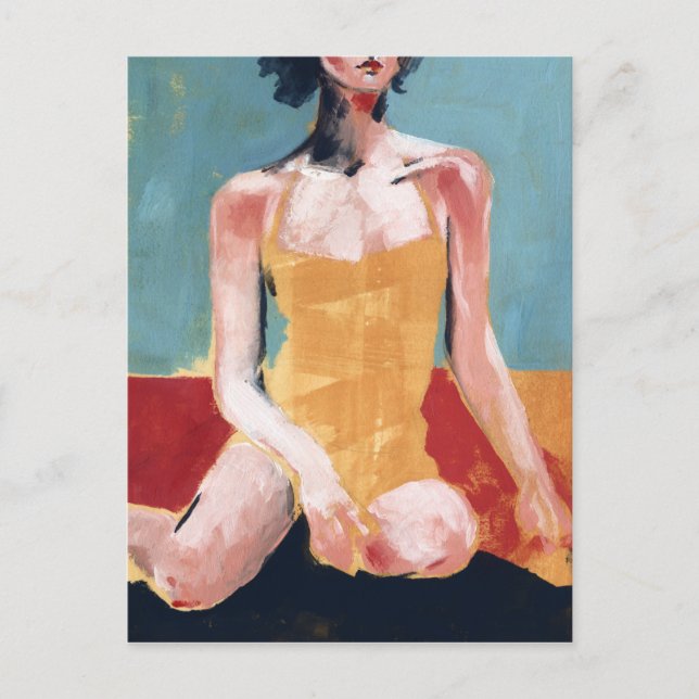 Vintagens Simma - Gult Svandräkt Vykort (Framsida)