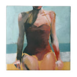 Vintagens Simma - Röda baddräkt Kakelplatta<br><div class="desc">Vintage Simma II av Jennifer Paxton Parker. | 139524GG</div>