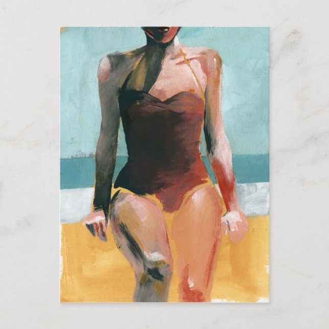 Vintagens Simma - Röda baddräkt Vykort (Framsida)