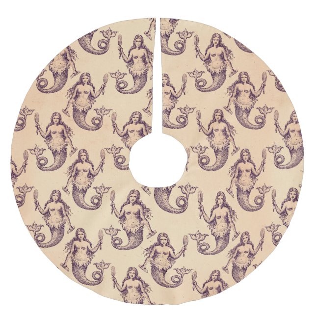 Vintagens Sjöjungfru - Helgdag - jul Julgransmatta Borstad Polyester (Framsidan)