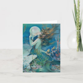 Vintagens Sjöjungfru med Pearl Note Card Kort