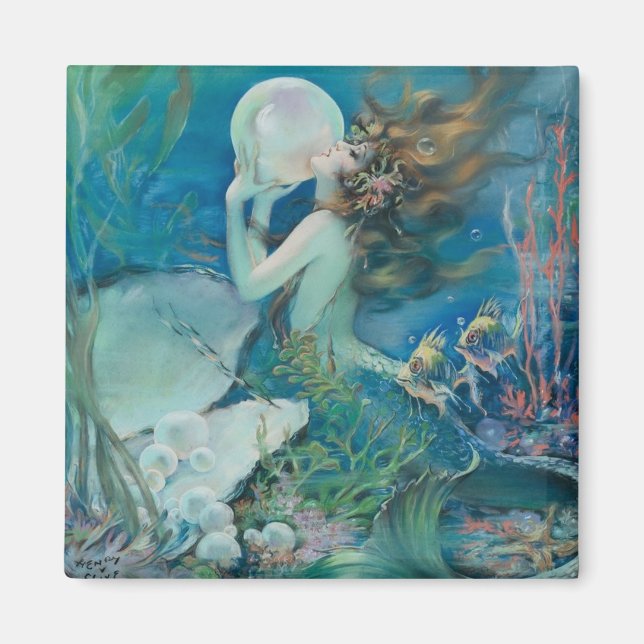 Vintagens Sjöjungfru med pekdon Magnet (Framsidan)