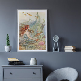 Vintagens Sjöjungfru under Art nouveau Poster
