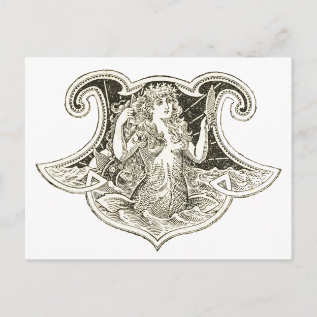 Vintagens Sjöjungfru Vykort (Framsida)