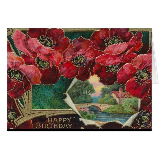 Vintagens skönhet hälsningskort (Framsidan Horizontal)