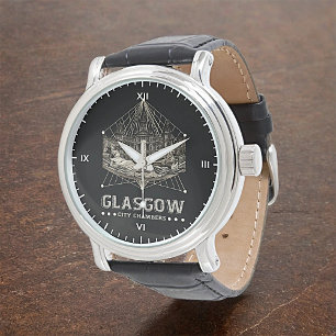 Vintagens stadskammare vintage Black Leather Armbandsur