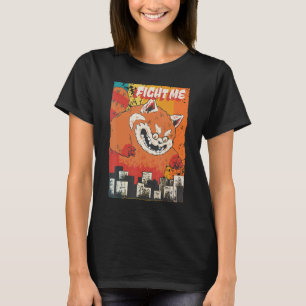 Vintagens stora rödpandmonster som attackerar en s t shirt
