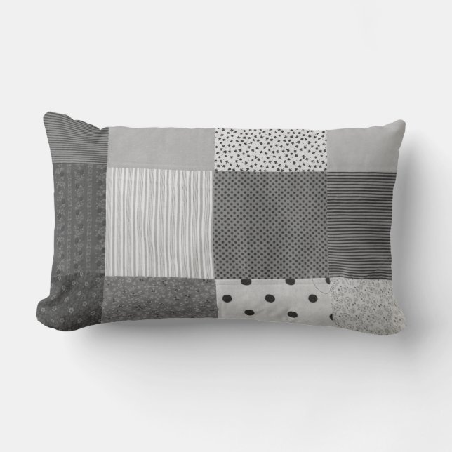 vintagens struktur - svart och vitt lapptäcke lumbarkudde (Framsida)