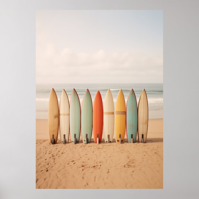 Vintagens surfboard på bålen poster (Framsidan)
