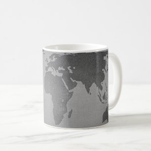Vintagens svartvita världskarta kaffemugg