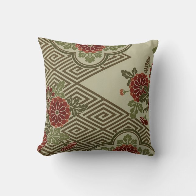 Vintagens symmetriska Blommönster Pillow Kudde (Framsida)