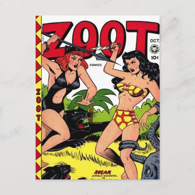 Vintagens tecknad - remsa vykort (Framsida)