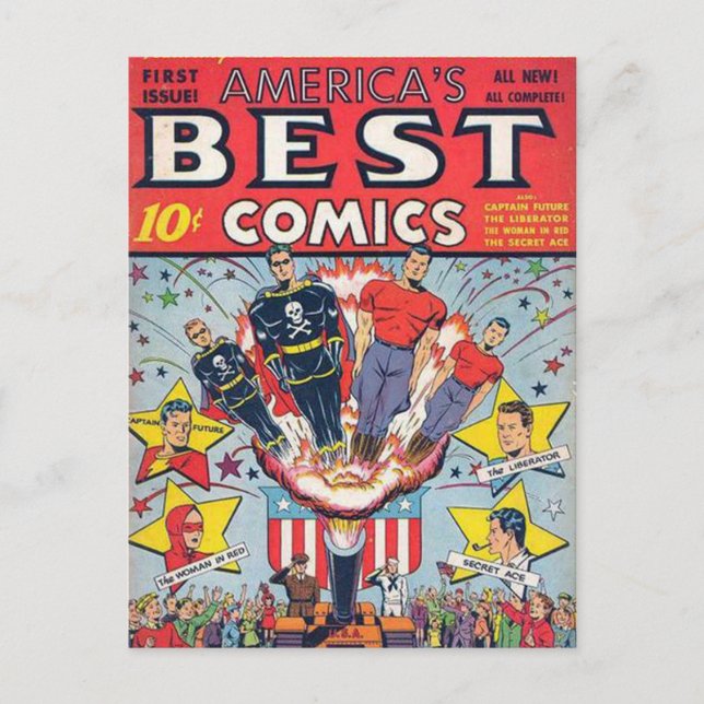 Vintagens tecknad - remsor vykort (Framsida)