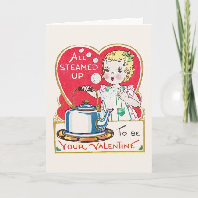 Vintagens Tekanna Valentine Greeting Card Helgkort (Framsida)
