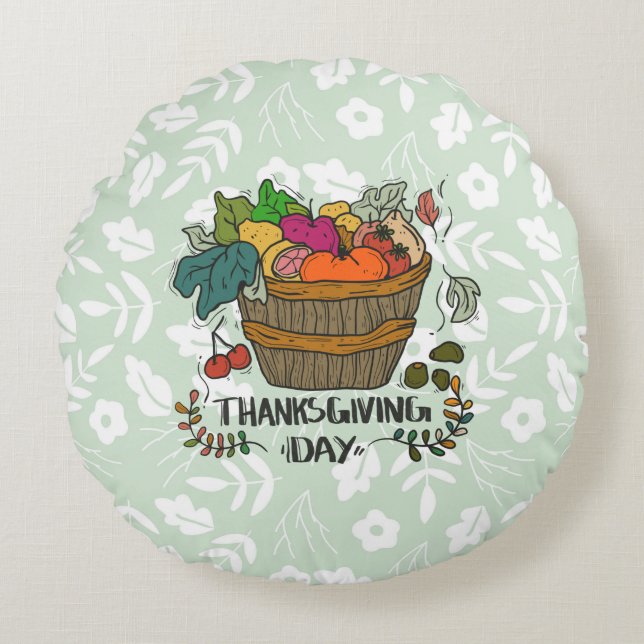 Vintagens Thanksgiving Dag-design Rund Kudde (Framsidan)