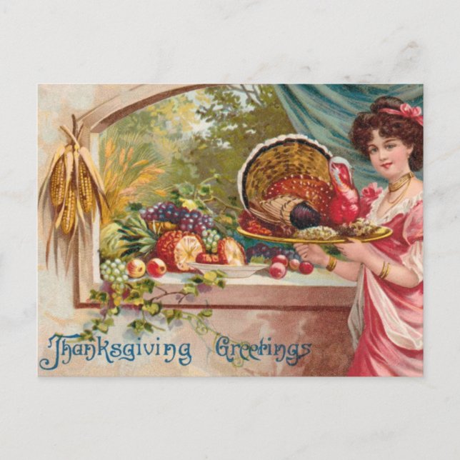Vintagens Thanksgiving Helg Vykort (Framsida)