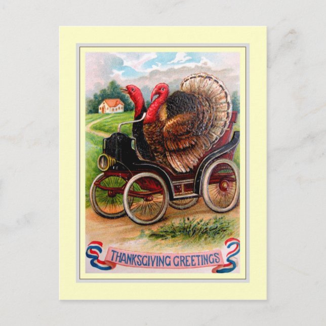 Vintagens Thanksgiving Helg Vykort (Framsida)