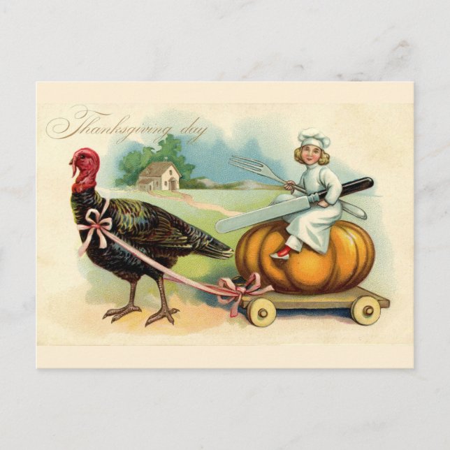 Vintagens Thanksgiving Helg Vykort (Framsida)