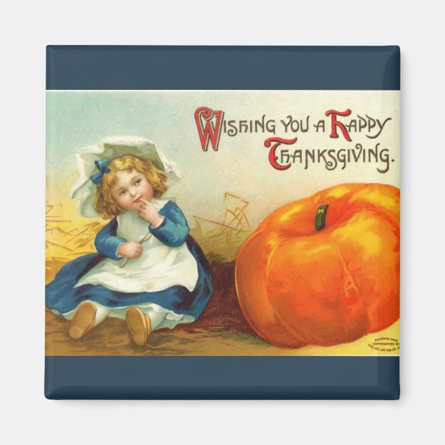Vintagens Thanksgiving, kvadratstreck Magnet (Framsidan)