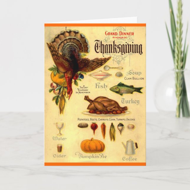 vintagens thanksgiving-meny helgkort (Framsida)
