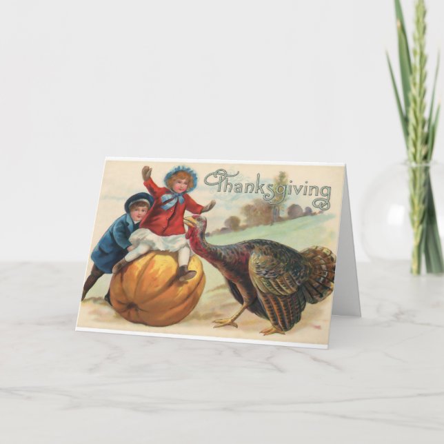 Vintagens Thanksgiving Scene. Helgkort (Framsida)