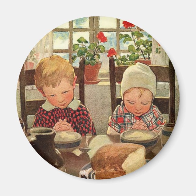 Vintagens Thanksgiving, tacksamma barn Magnet (Framsidan)