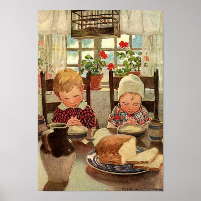 Vintagens Thanksgiving, tacksamma barn Poster (Framsidan)