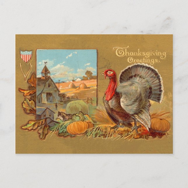 Vintagens Thanksgiving Turkiet vykort (Framsida)