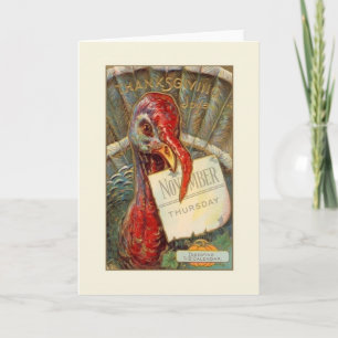 Vintagens Thanksgiving Turkiets hälsningskort Helgkort