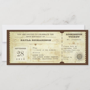 vintagens typografifödelsedag biljett inbjudningar
