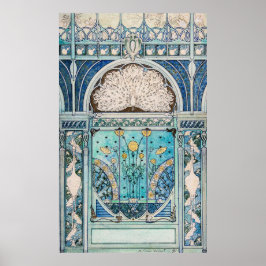 Vintagens utformning för persikor, traner och solb poster