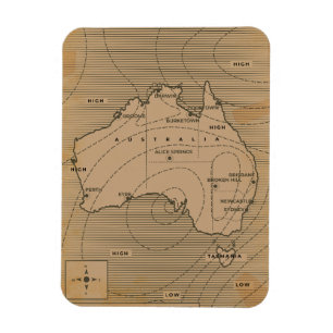 Vintagens väder karta i Australien Magnet