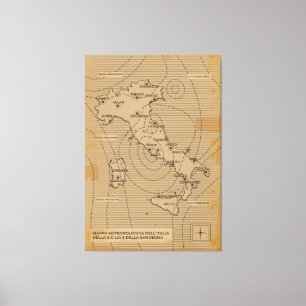 Vintagens väder karta i Italien, Scilly och Sardin Canvastryck