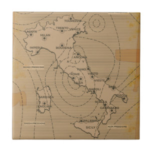 Vintagens väder karta i Italien, Scilly och Sardin Kakelplatta
