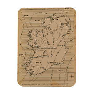 Vintagens väder karta på Irland och Nordirland Magnet