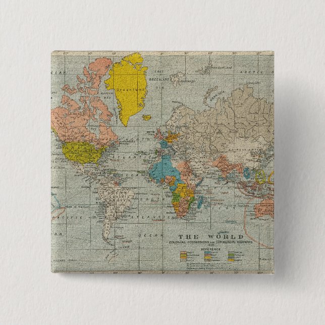 Vintagens världskarta 1910 knapp (Framsida)