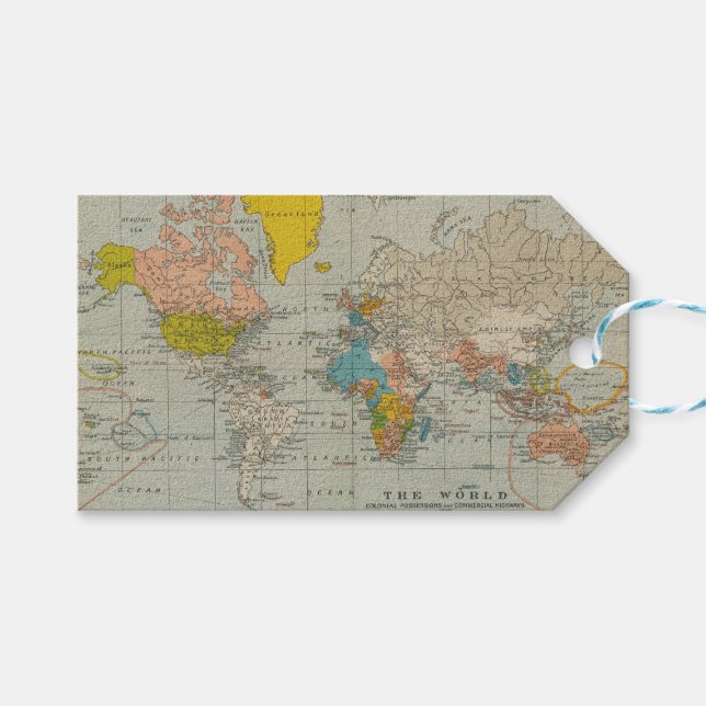 Vintagens världskarta 1910 presentetikett (Framsidan (Horisontell))