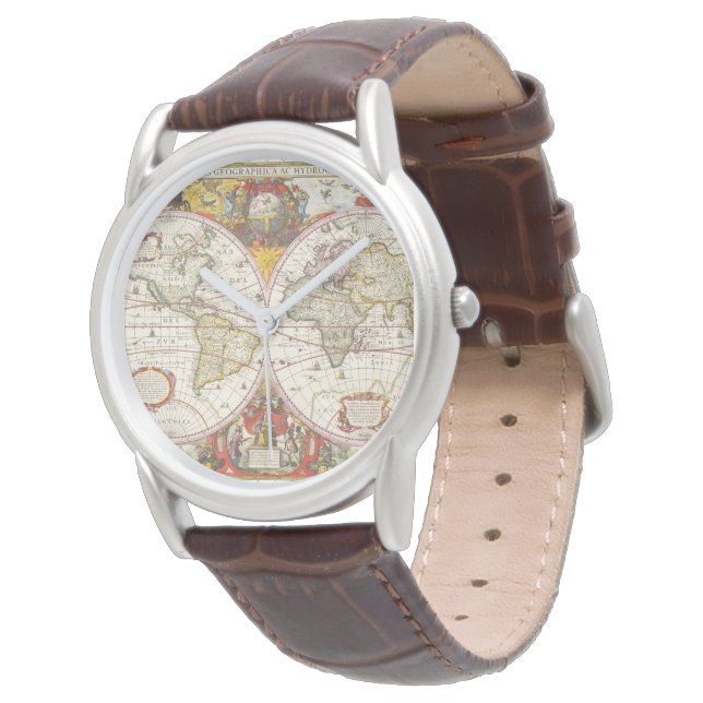 Vintagens världskarta armbandsur (Vinklad)